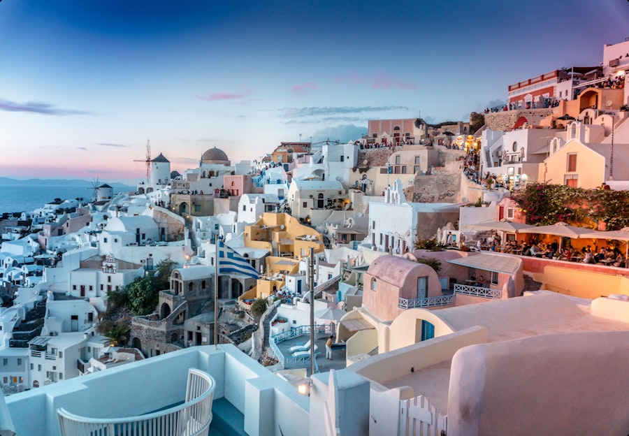 Greece white hillside houses